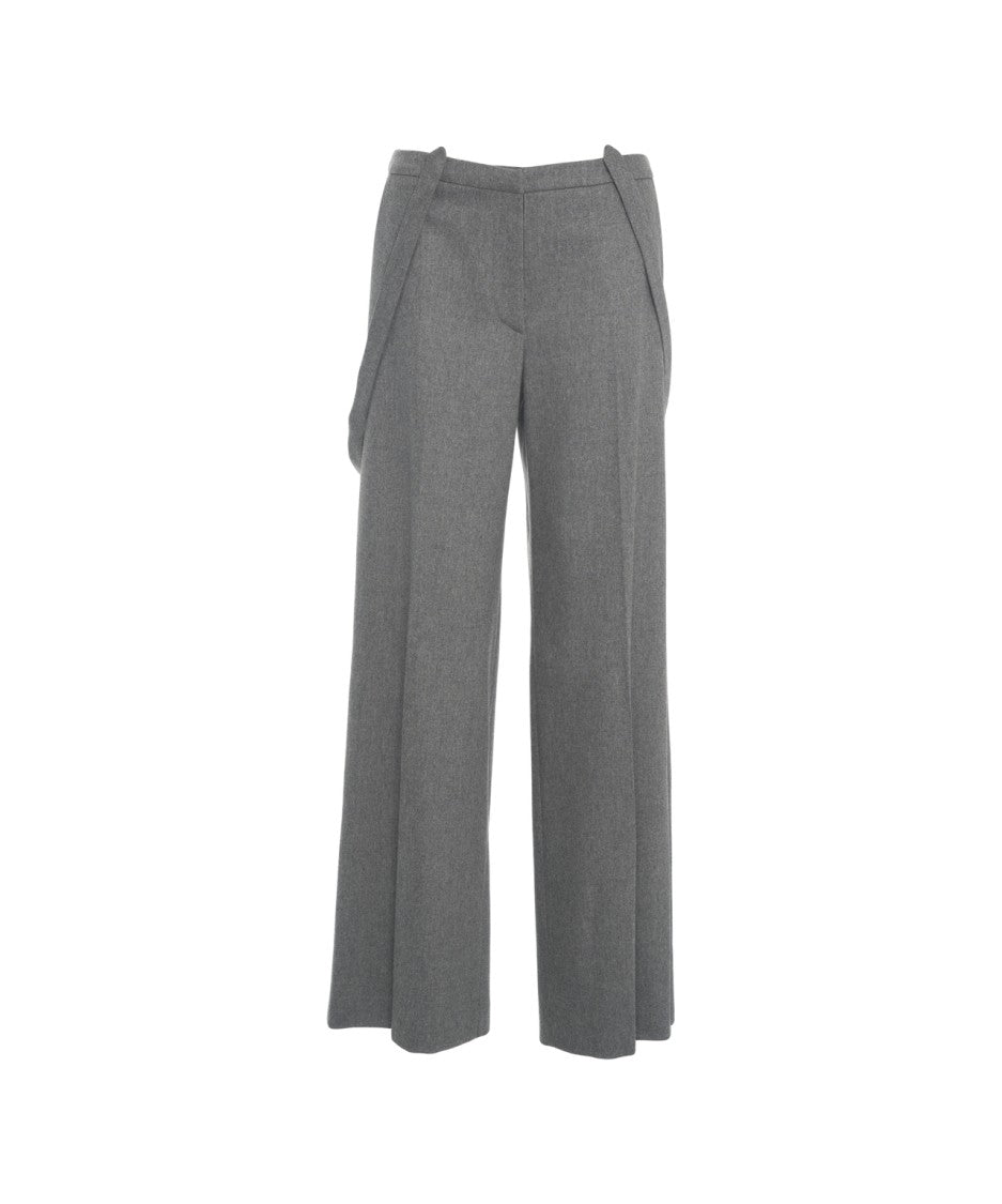 Pt Torino Wide-Leg Trousers With Subtle Suspenders And High Waist