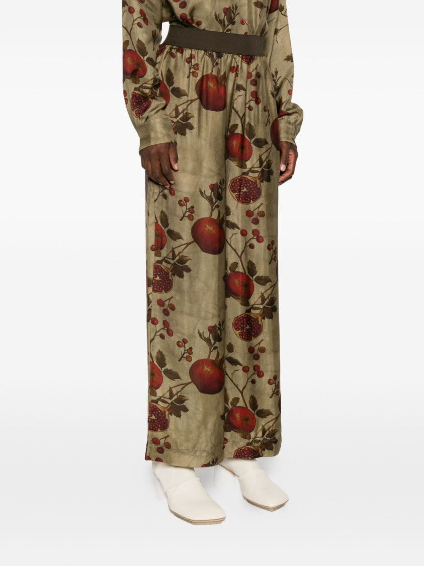 Uma Wang Botanical Print Wide-Leg Trousers With Relaxed Fit