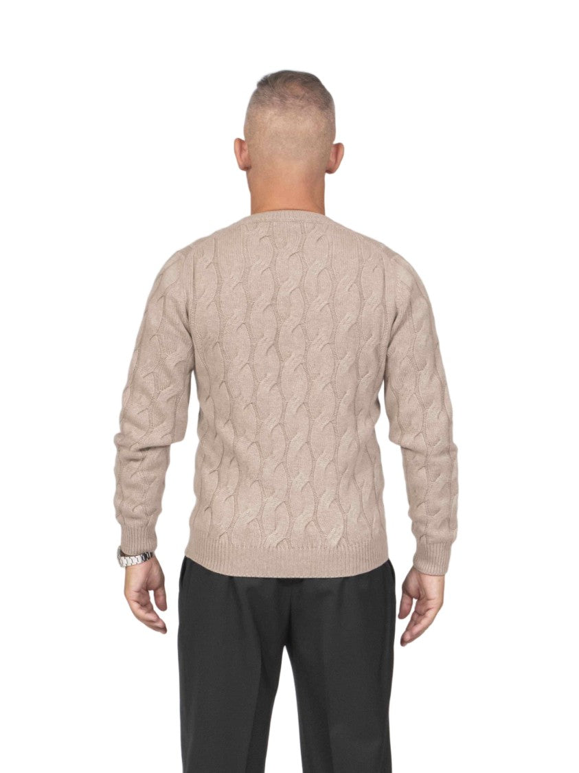 Mauro Ottaviani Treccia Cable Knit Crew Neck Wool Sweater