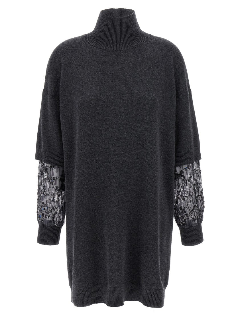 Brunello Cucinelli Sequin Sleeve Dress