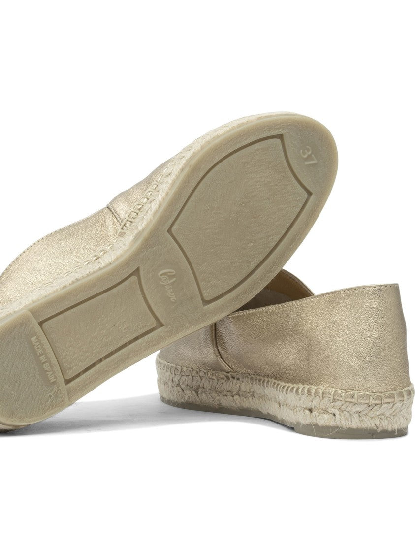Castaner Metallic Leather Espadrilles With Braided Jute Trim