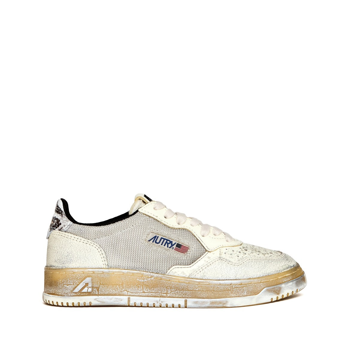 Autry White Black Silver Vintage Leather Medalist Low Sneakers