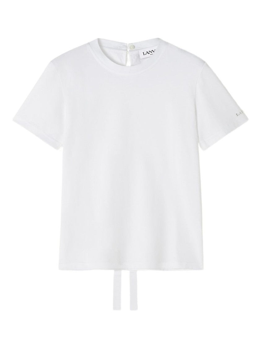 Lanvin White Minimalist Crew Neck Cotton Top