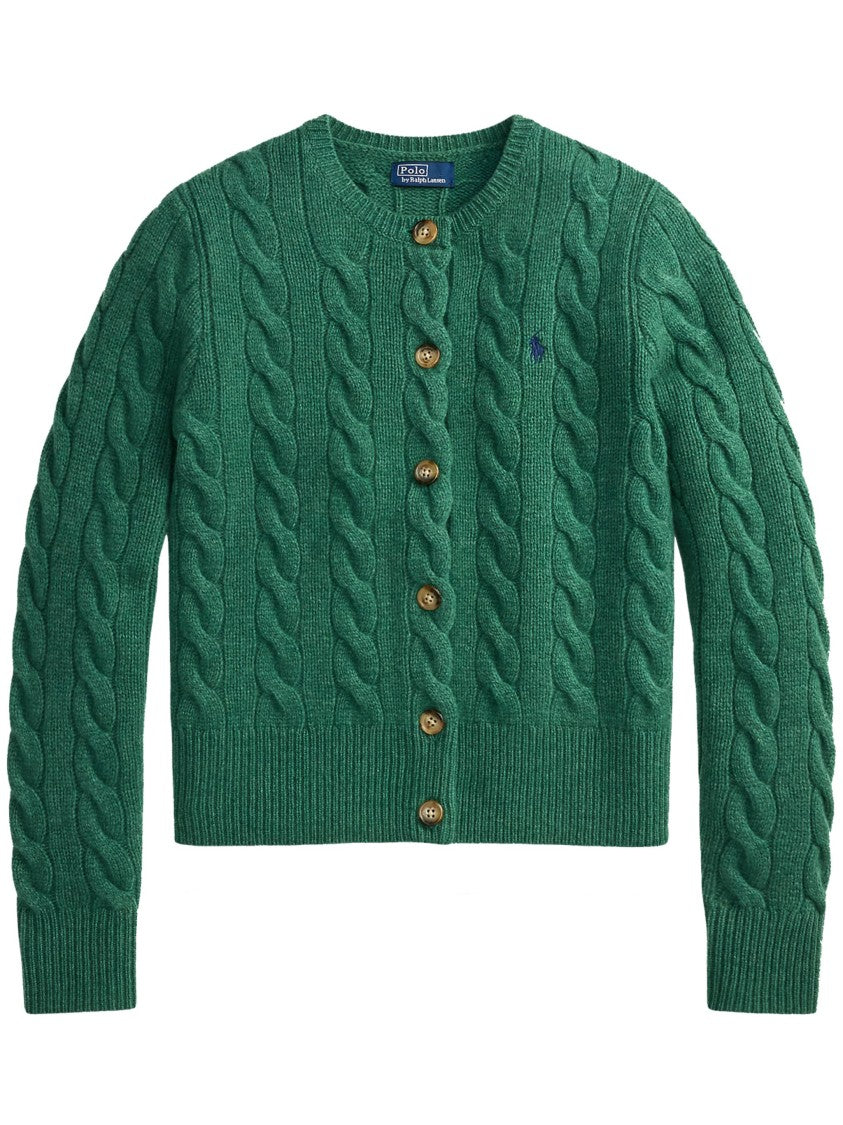 Polo Ralph Lauren Cropped Cable-Knit Cardigan With Wooden Buttons