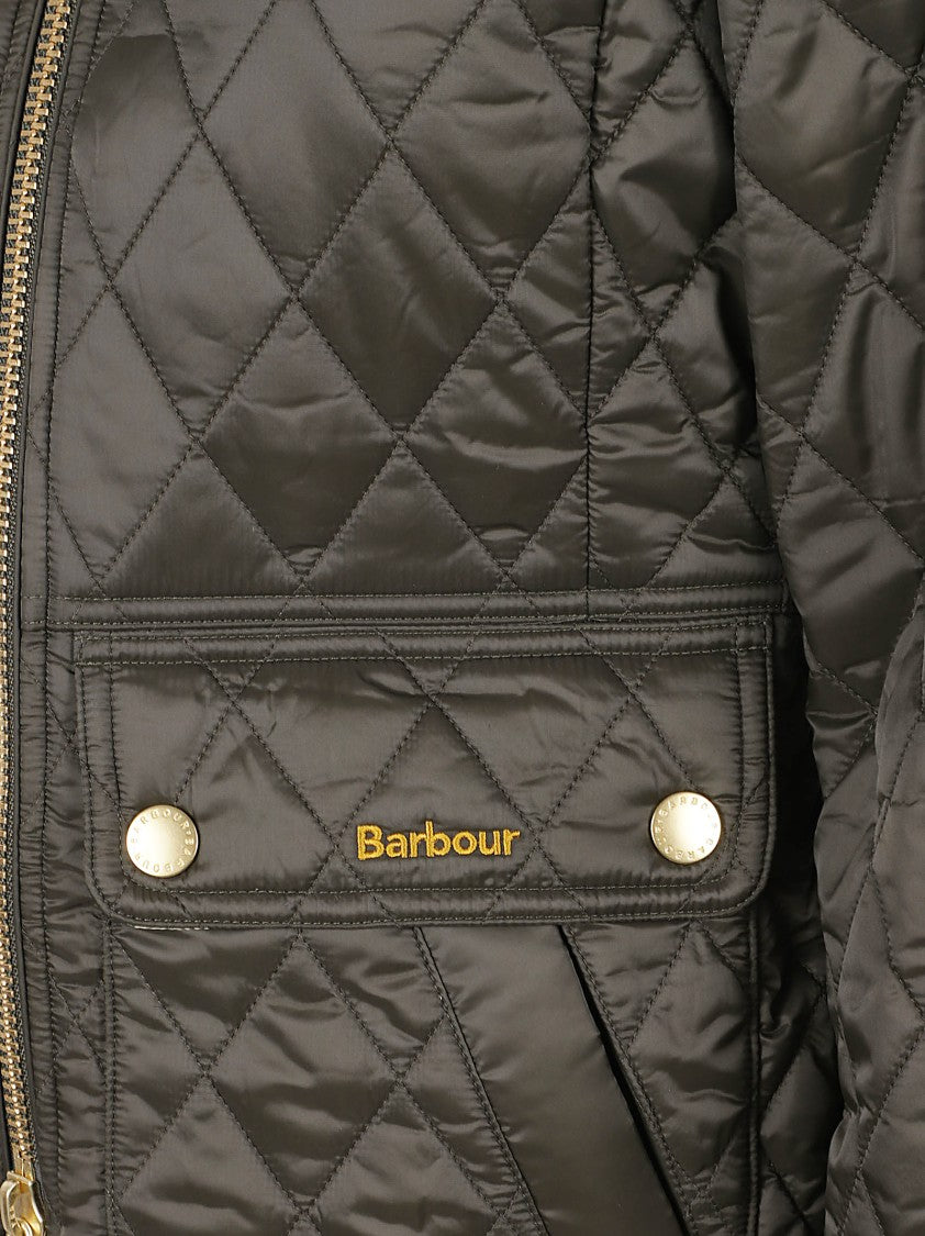 Barbour Fitted Quilted Jacket With Diamond Pattern And Ribbed Cuffs