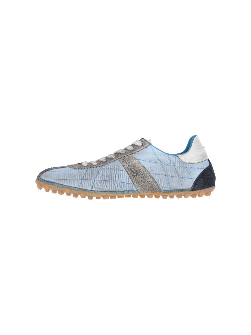 Maison Margiela Quilted Light Blue Sneakers With Suede Overlays