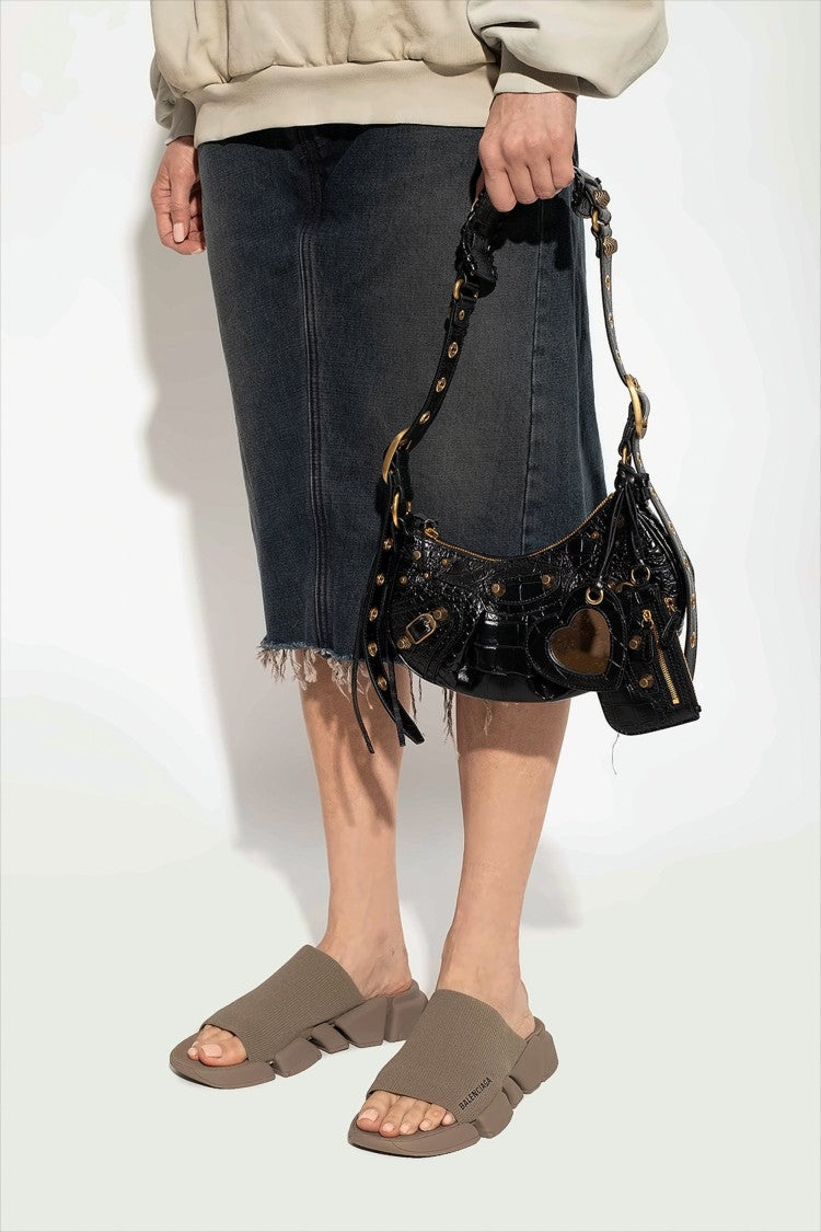 Balenciaga Textured Finish Black Calf Leather Balenciaga Xs Shoulder Bag