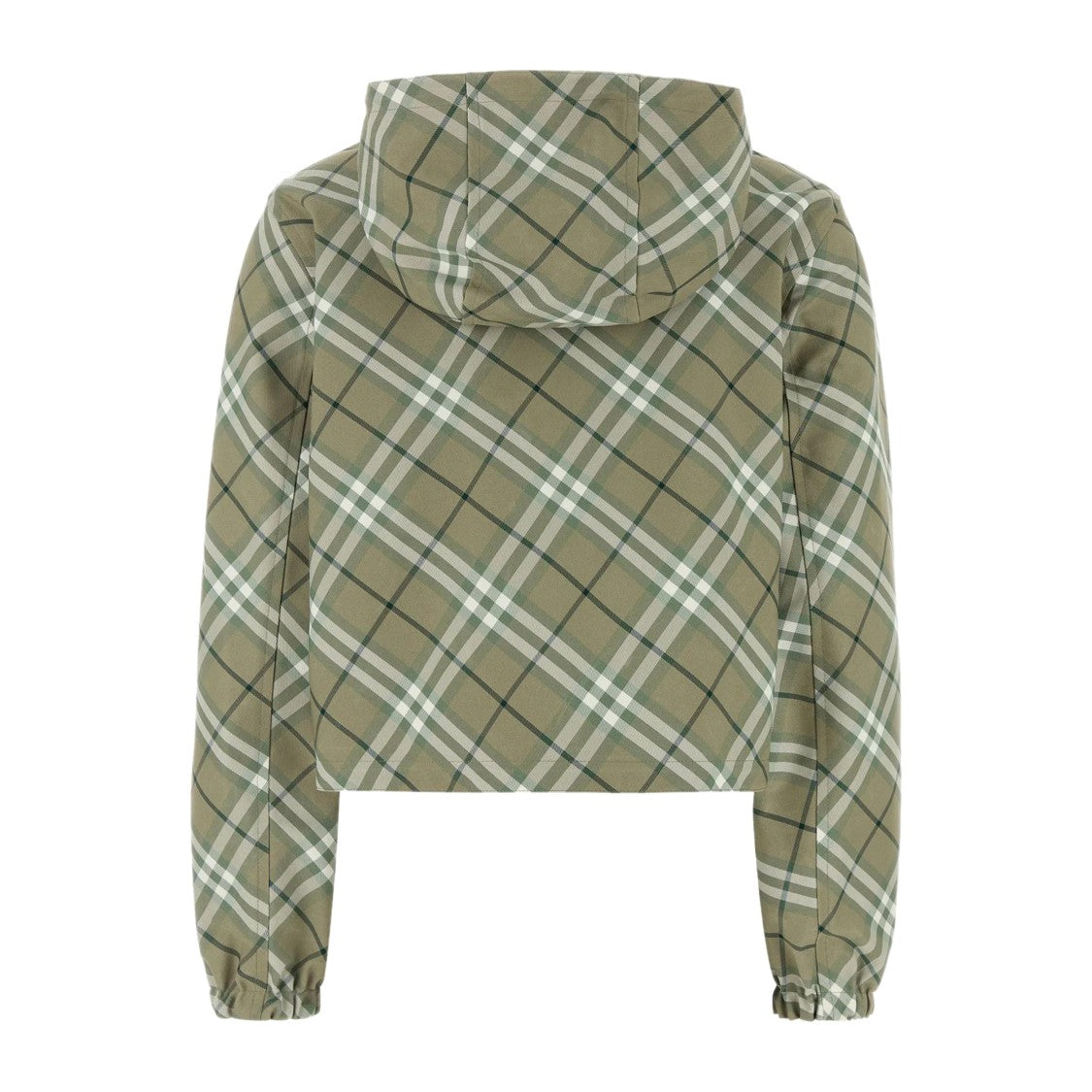 Burberry Cropped Plaid Jacket With Hood And Elastic Cuffs