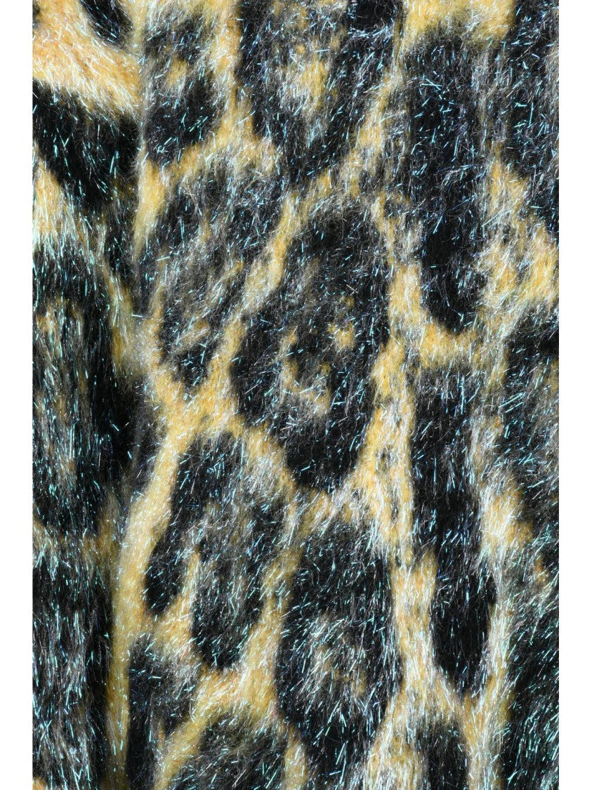 Dolce & Gabbana Oversized Leopard Print Lamé Knit Dress