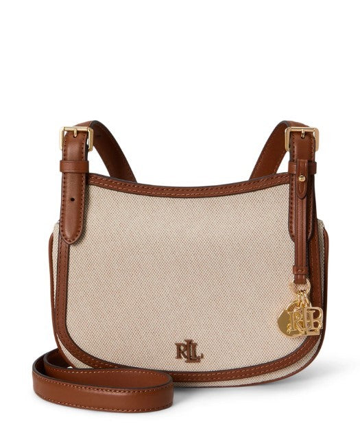 Lauren Ralph Lauren Buff Canvas Shoulder Bag With Leather Trim