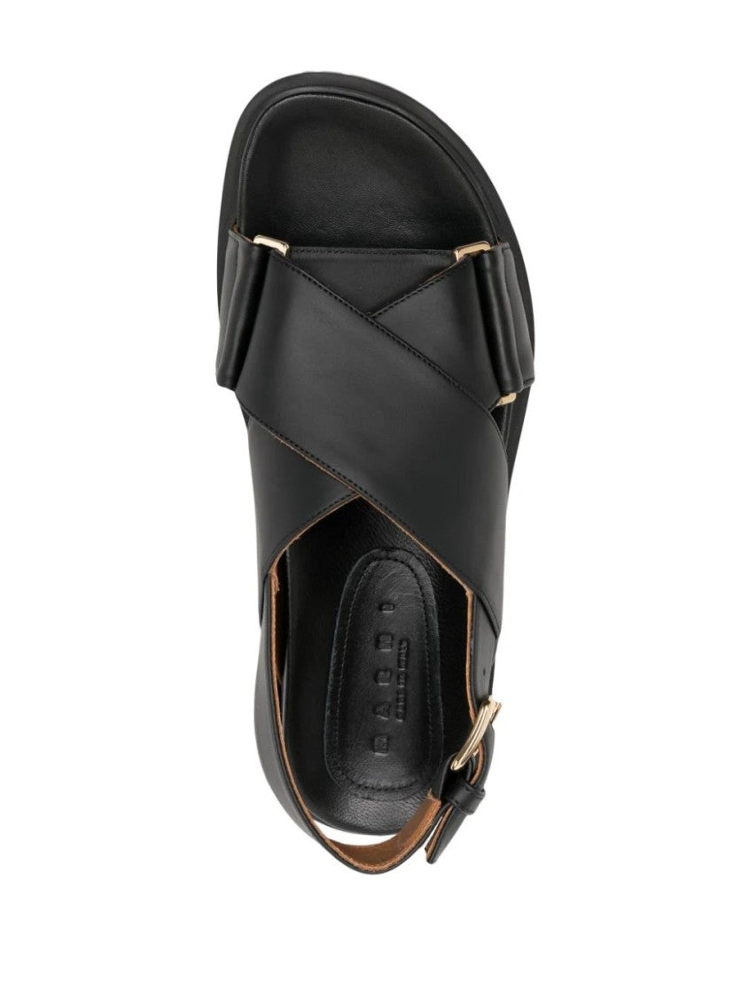 Marni Cross-Strap Calf Leather Sandals