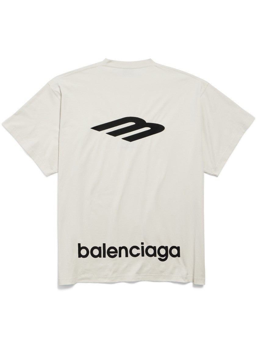 Balenciaga White Oversized Relaxed Fit Logo T-Shirt