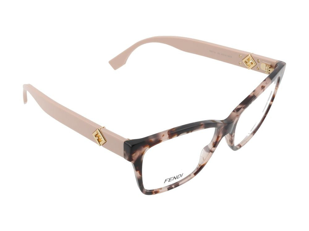 Maison Fendi Oversized Tortoiseshell Geometric Emblem Eyeglasses