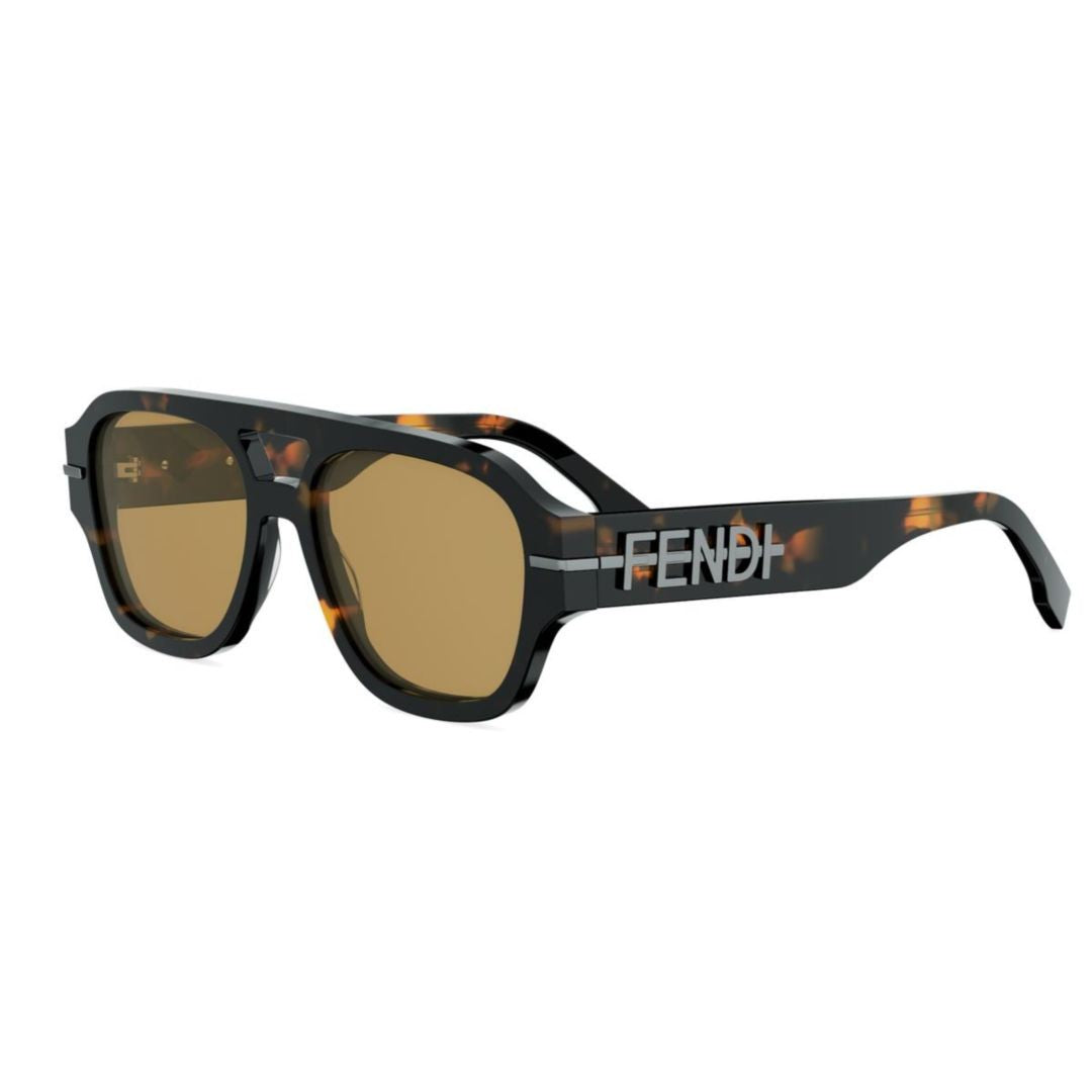 Fendi Bold Rectangular Tortoiseshell Pattern Sunglasses