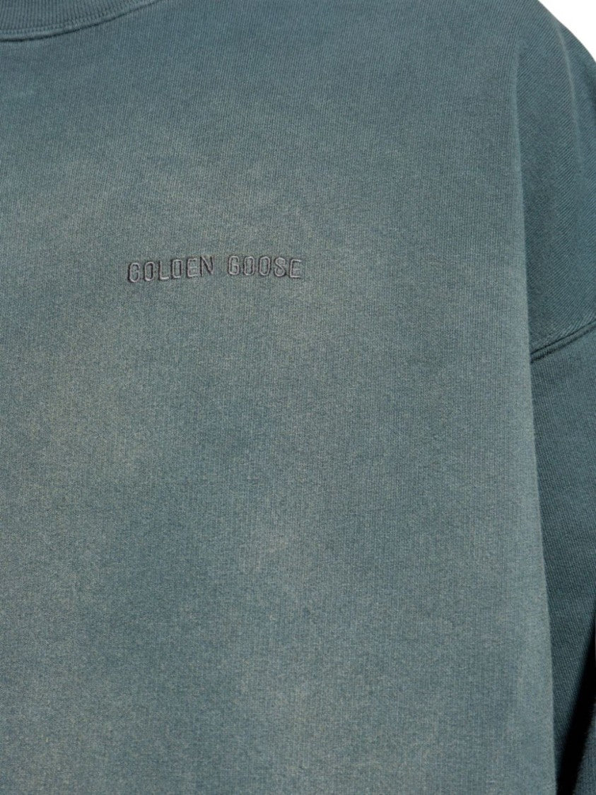 Golden Goose Moss Green Dyed Cotton Crewneck Sweatshirt