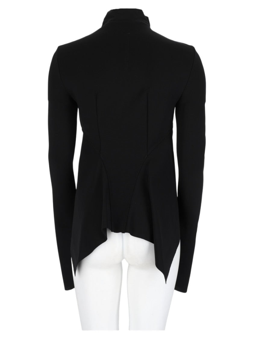 Rick Owens X Lilies Black Asymmetrical High-Collar Viscose-Blend Jacket