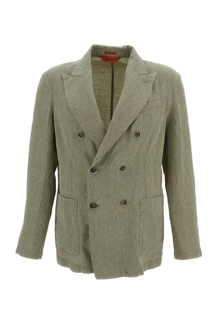 Barena Double-Breasted Linen Siroco Jacket With Notch Lapels