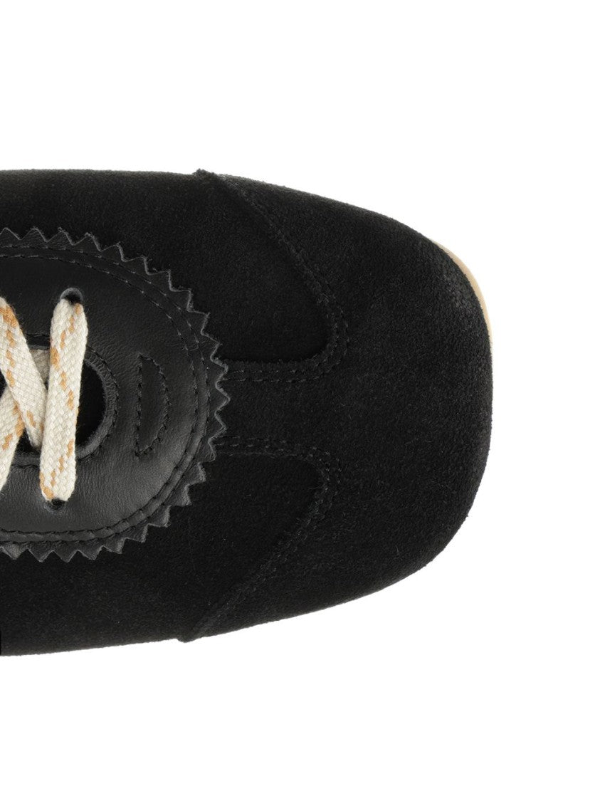 Dries Van Noten Black Suede Sneakers With Contrasting White Details