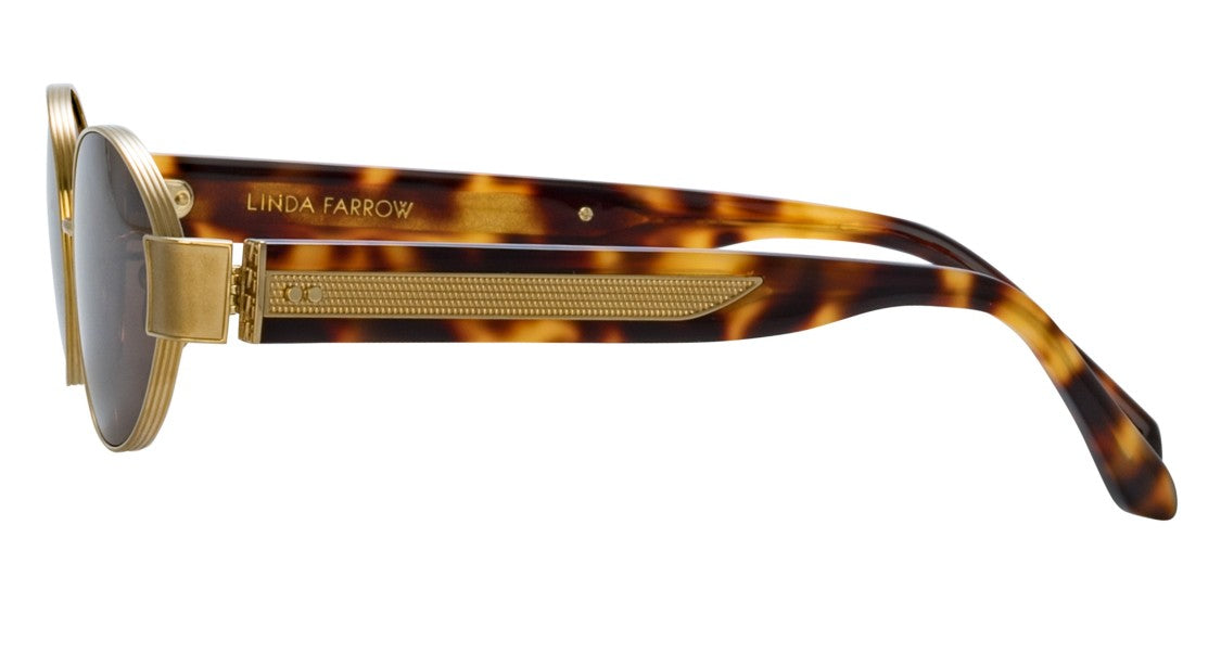 Linda Farrow Lfl Round Lens Titanium Sunglasses With Tortoiseshell Arms