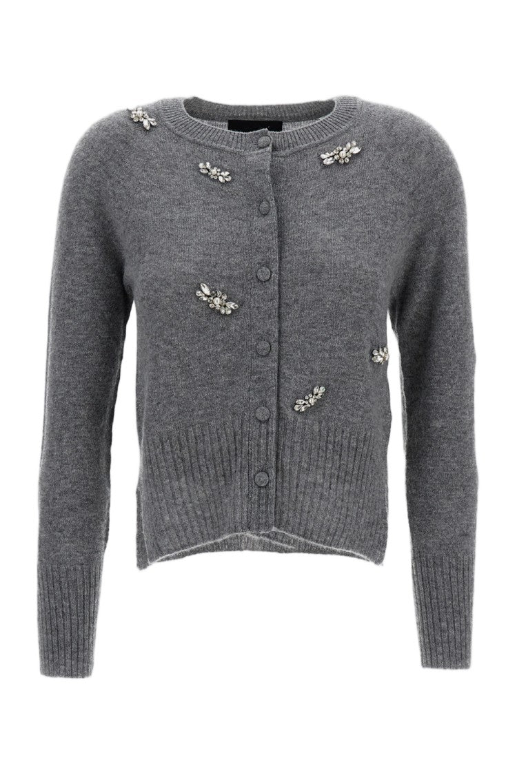 Simone Rocha Grey Cashmere Crystal Pearl Cardigan