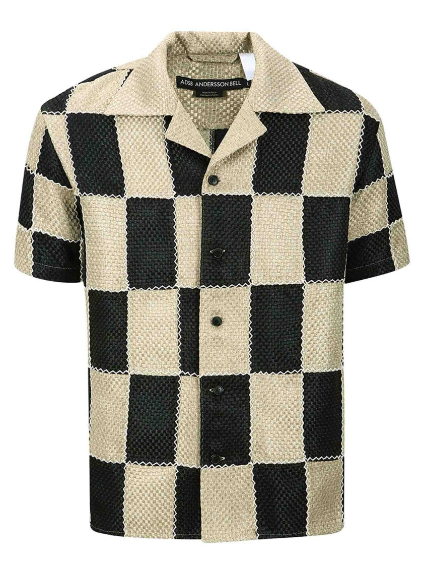 Andersson Bell Beige And Black Patchwork Shirt