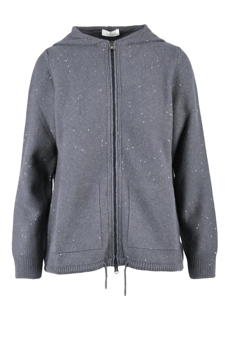 Panicale Sequin Zip Cardigan - Grey