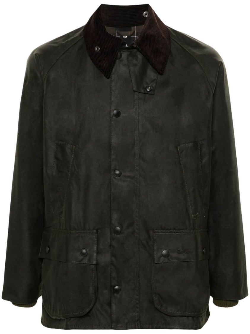 Barbour Dark Green Waxed Cotton Velvet Collar Jacket