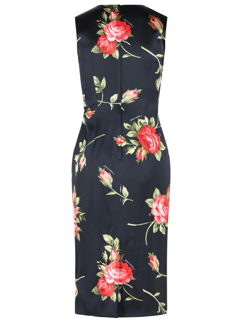 Dolce & Gabbana 'Bouquet Di Rose' Black Viscose Dress