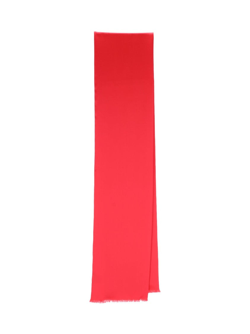 Destin Rectangular Silk Scarf With Fringed Edges
