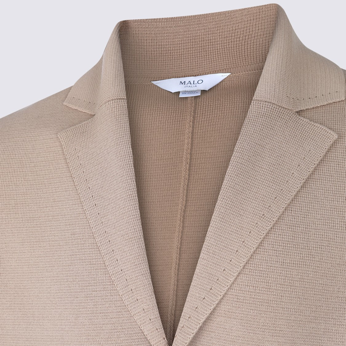 Malo Camel Cotton Blazer With Lapel Collar