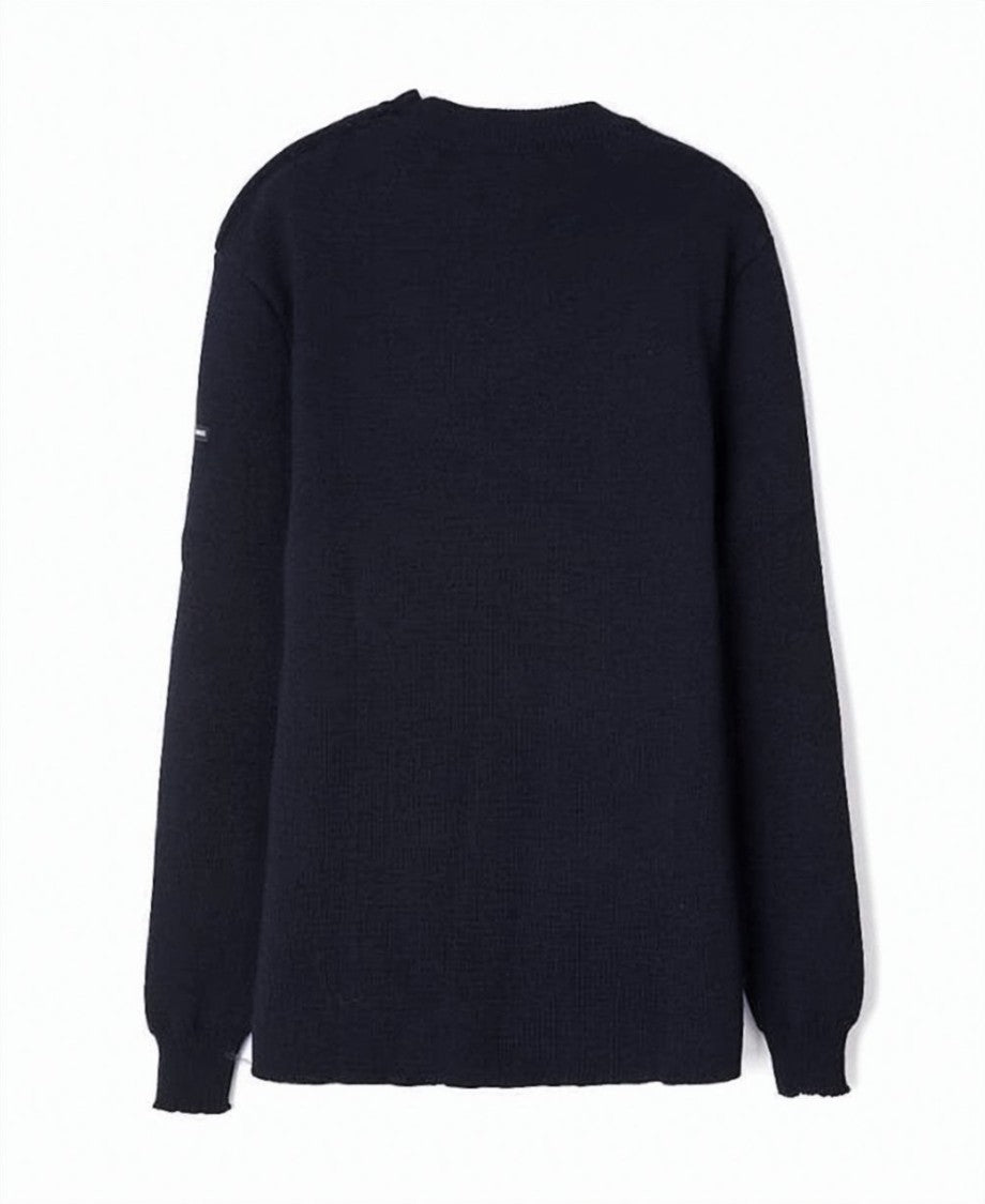 Saint James Solid Deep Navy Wool Sweater