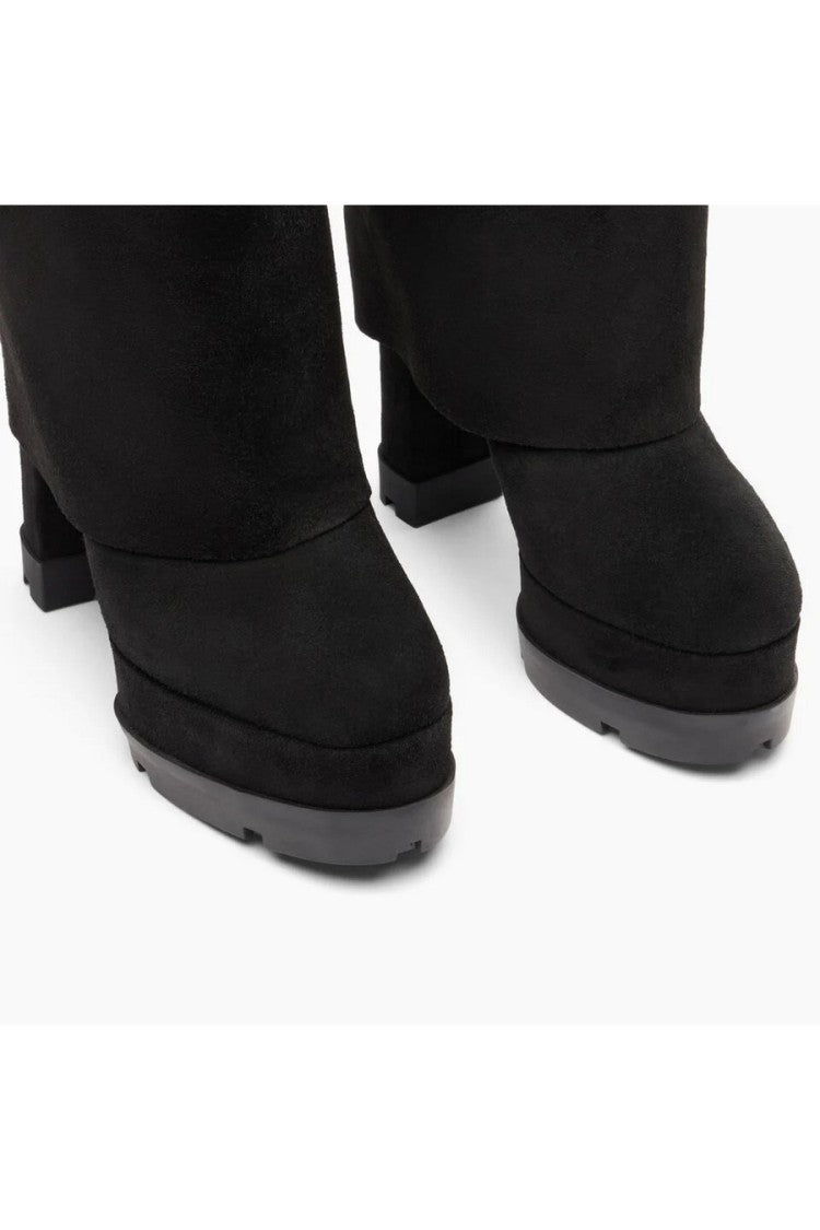 Casadei Black Nancy Reversible Foldover Cuff Suede Platform Boots