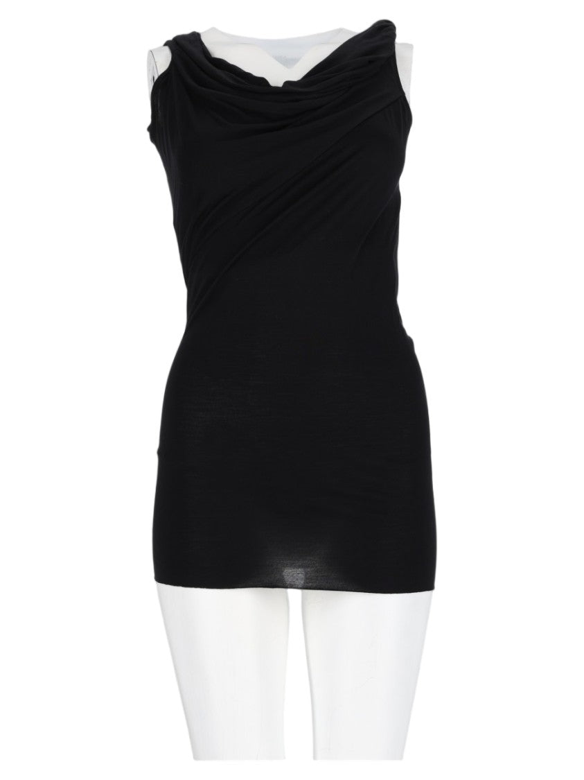 Rick Owens X Lilies Black Draped Sleeveless Viscose Top