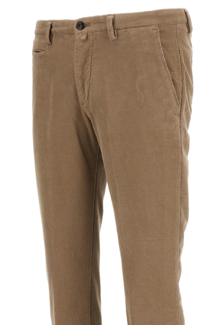 Briglia 1949 Beige Moleskin-Effect Cotton Twill Straight-Leg Pants