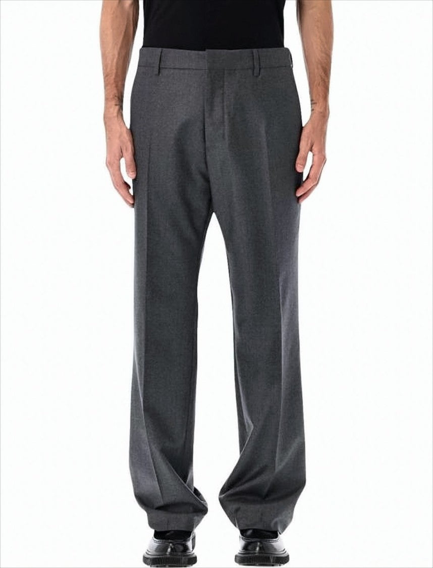 Ami Paris Wide-Leg Wool Trousers With Minimalist Design