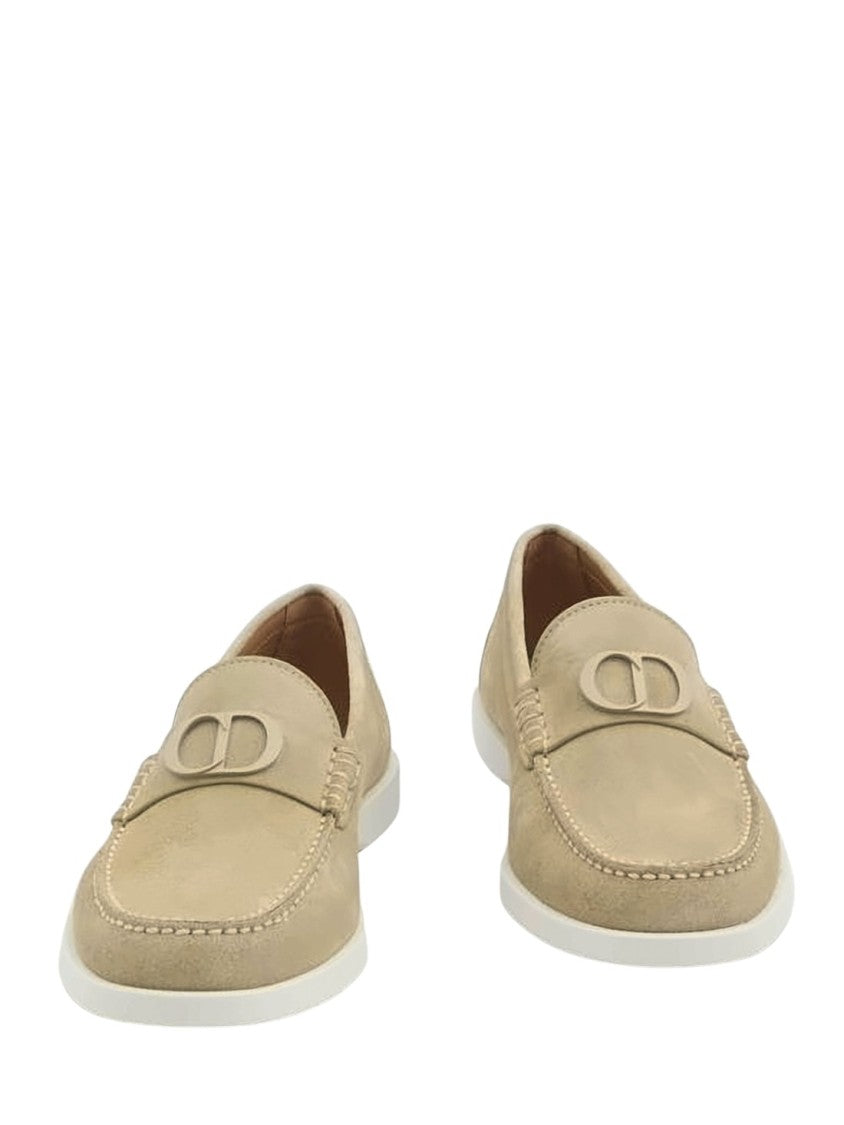 Christian Dior Soft Suede Loafers With Calf Leather Accents And Rubber Sole