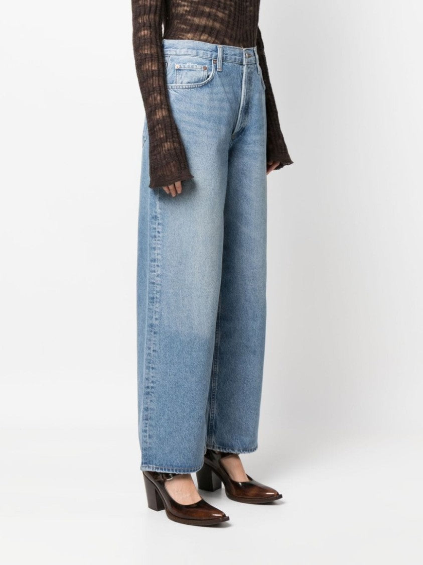 Agolde Light Blue Wash Relaxed Wide-Leg Jeans