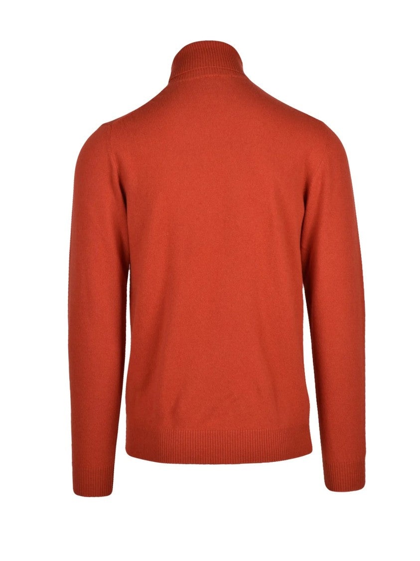 Daniele Fiesoli Rust Ribbed Merino Wool-Blend Turtleneck