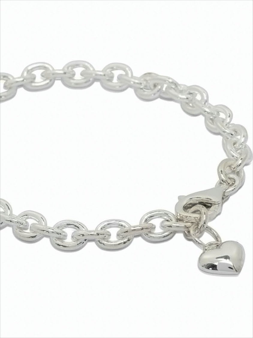 Humanmade Delicate Silver Chain Bracelet With Heart Charm