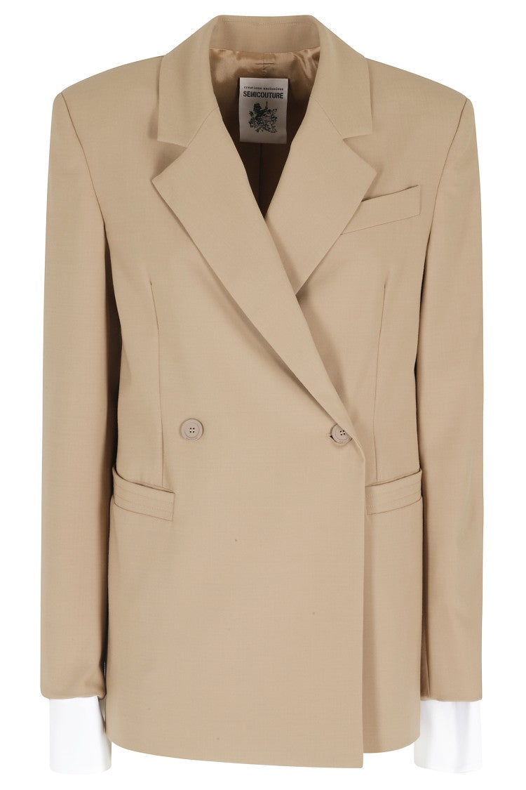 Semi Couture Jute Dulcinea Double-Breasted Wool-Blend Blazer