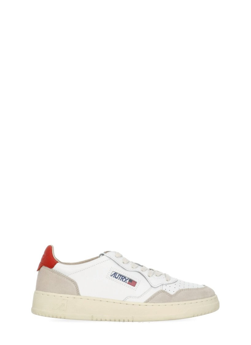 Autry White Medalist Low Suede Inserts Sneakers
