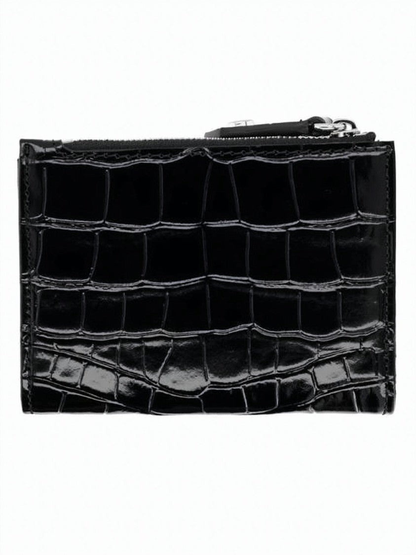 Vivienne Westwood Glossy Crocodile-Embossed Calf Leather Card Wallet