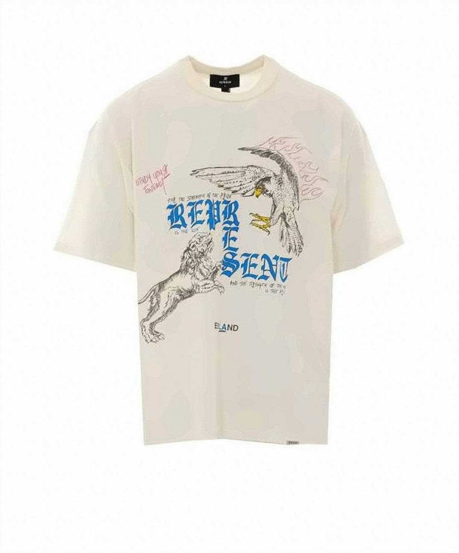Represent Relaxed-Fit Graphic Print T-Shirt With Unique Lion And Eagle Design