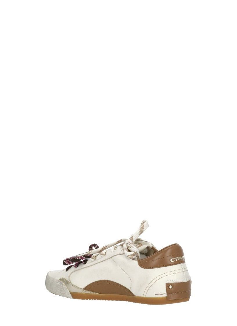 Crime London White Sneakerina Double Laces Leather Sneakers