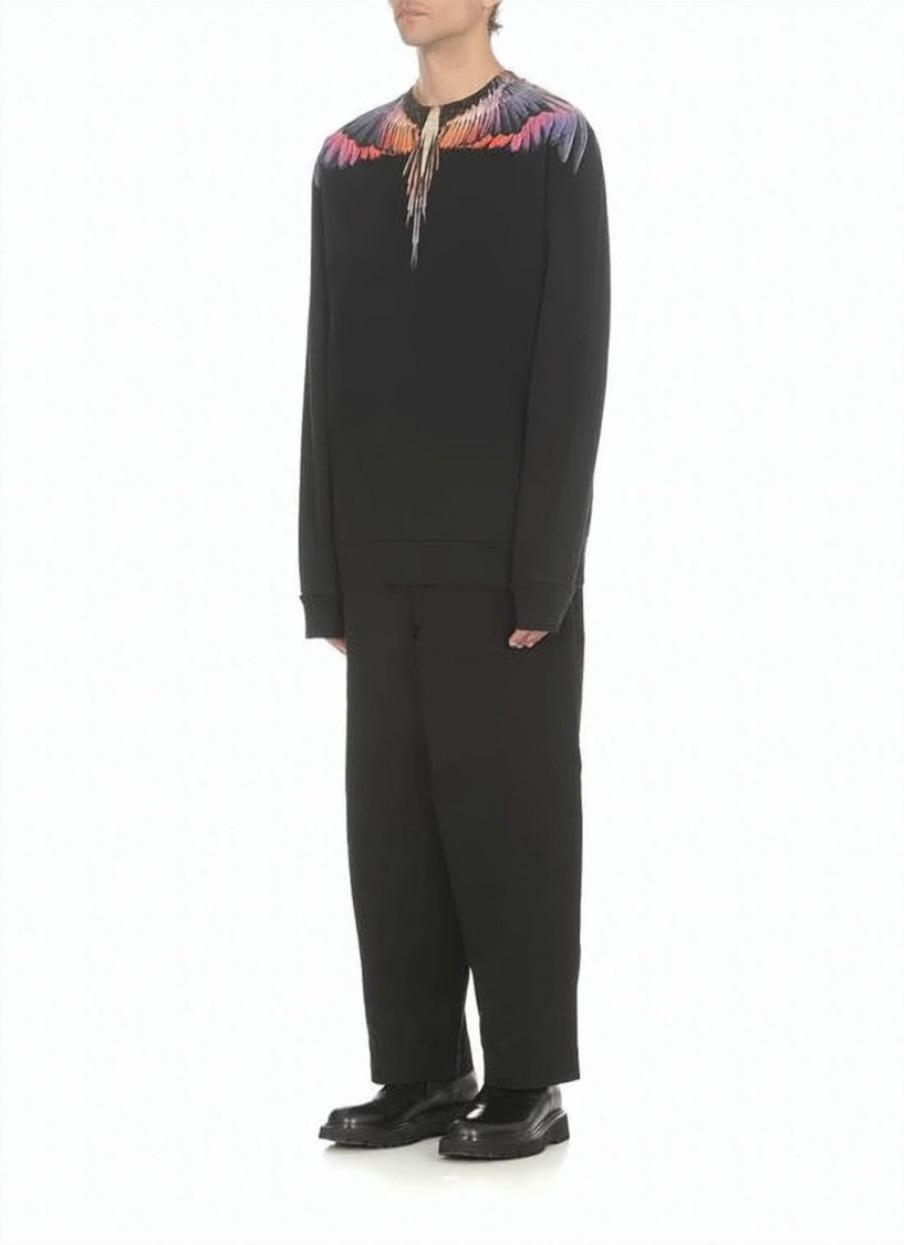 Marcelo Burlon Black Sweatshirt With Feathered Wing Design
