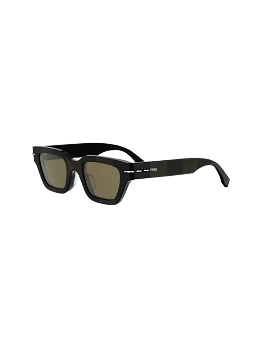 Fendi Black Fe40191i Rectangular Brown Sunglasses
