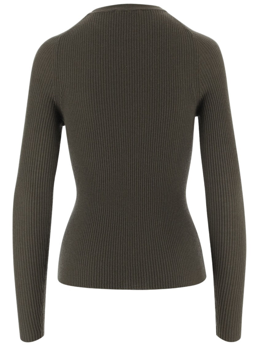 Oliver Lattughi Army Green Ribbed Cashmere Sweater