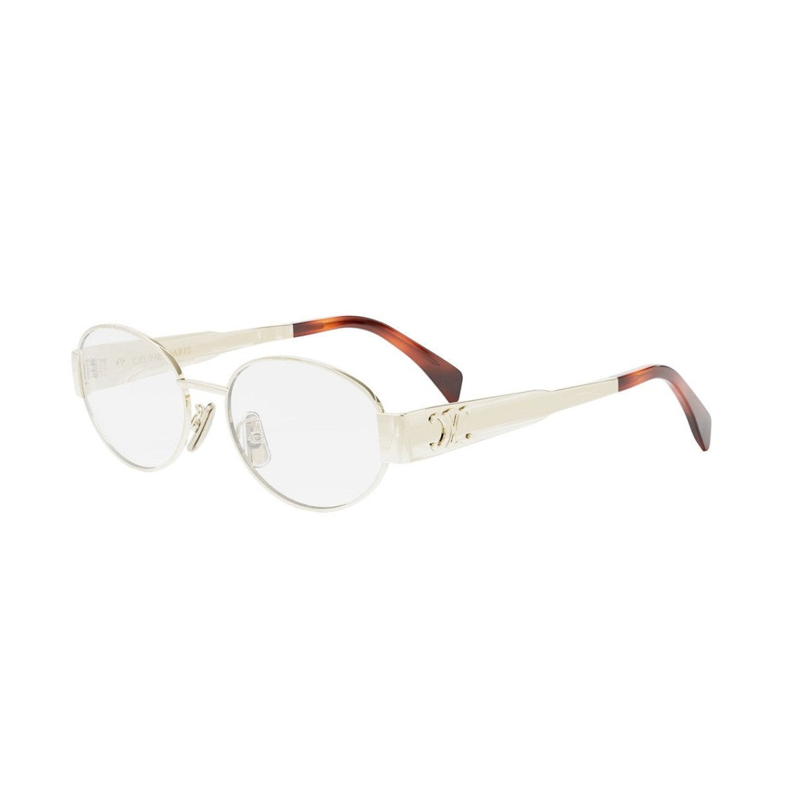 Celine Gold Metal Triomphe Metal Oval Sunglasses