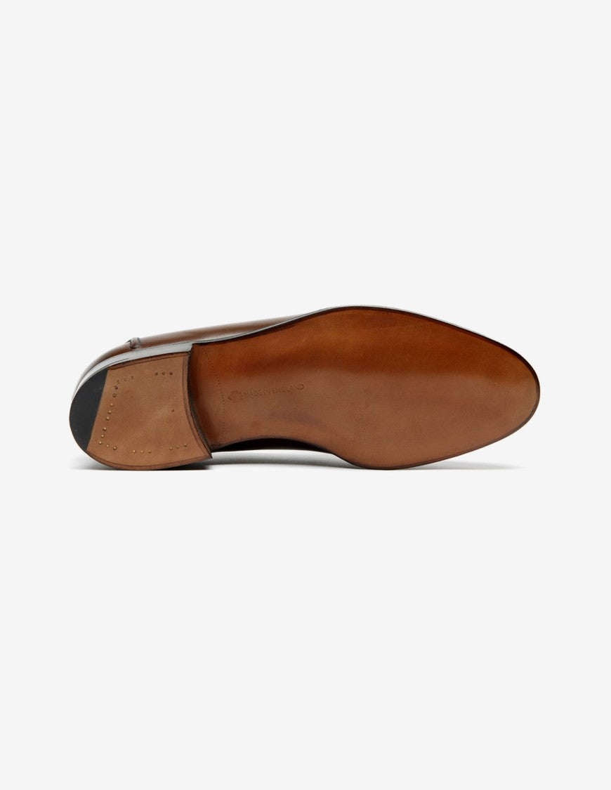 Edward Green Hand-Stitched Brown Leather Moccasin With Woven Detailing