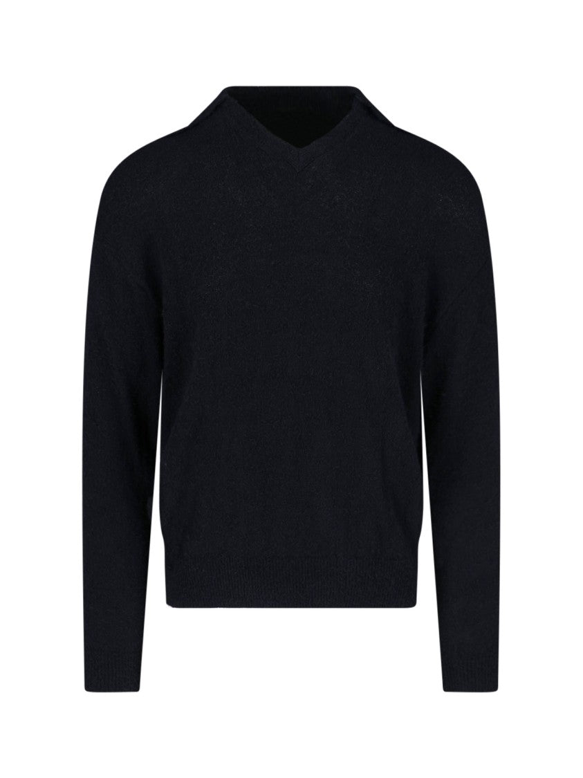 Mfpen V-Neck Fringed Sweater – Black